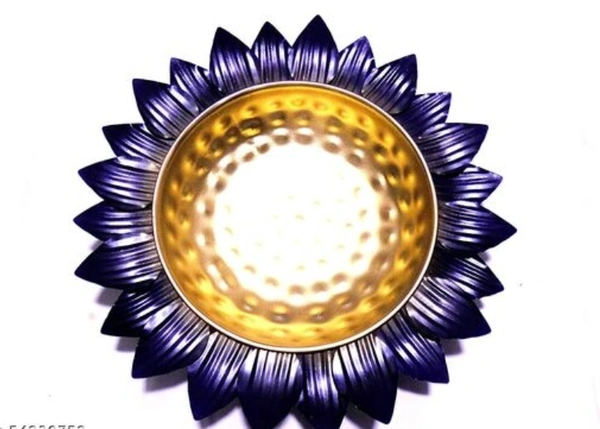 NIH Decorative Round Lotus Shape Metal Urli Candle Flower for Diwali Decoration - Purple